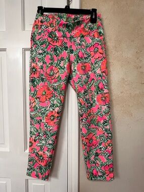 Lilly Pulitzer NWOT Corso Crop Pant UPF 50 Soleil Pink Perfect Poppy Golf